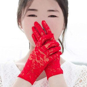 VINTAGE Red Lace Gloves Sz Small